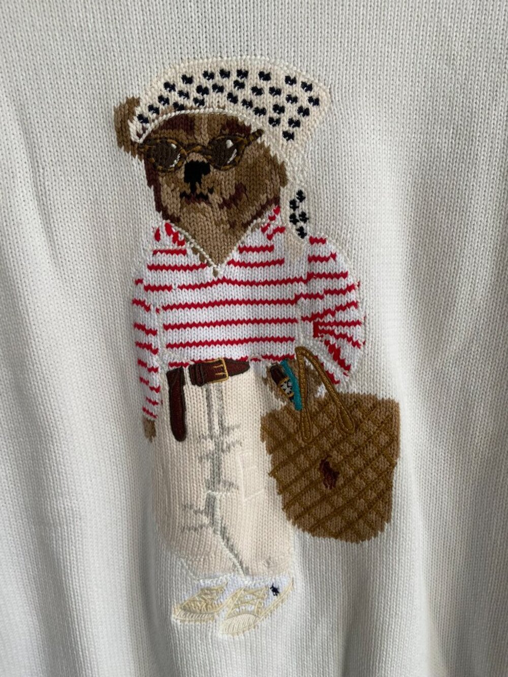 Polo Ralph Lauren White Beach Bear Crewneck Sweater - Picture 3 of 6